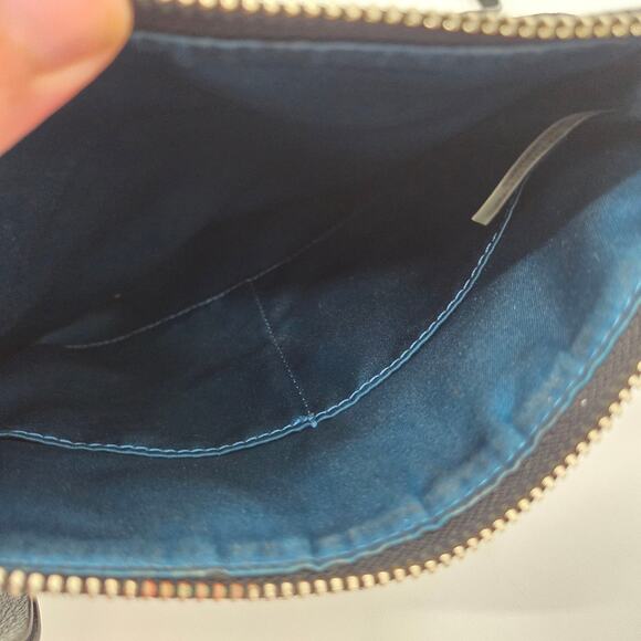 Coach New York Signature Op Art Black Gray Crossbody Canvas Leather Trim Slim - Picture 4 of 6